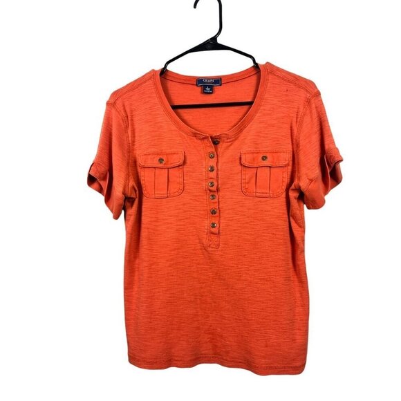 Chaps Tops - Chaps Women's Orange Short Sleeve Top